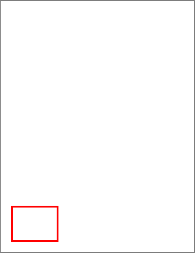 Screenshot of a PDF file in blank with a red square in the bottom left corner of the page